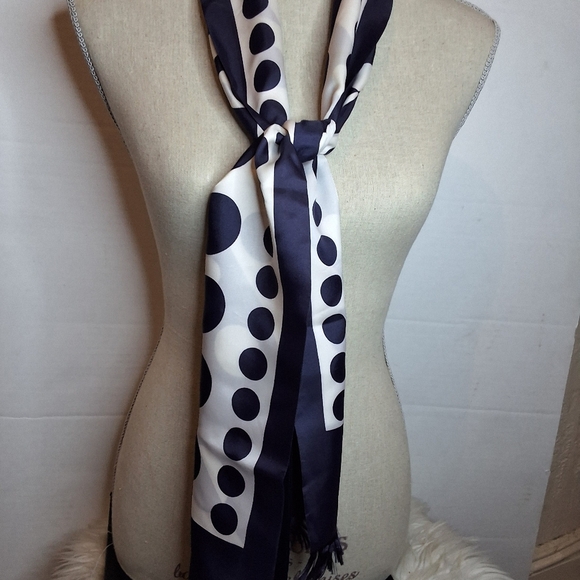 Vintage Optical Navy & White Polka Dot Scarf - Picture 3 of 10